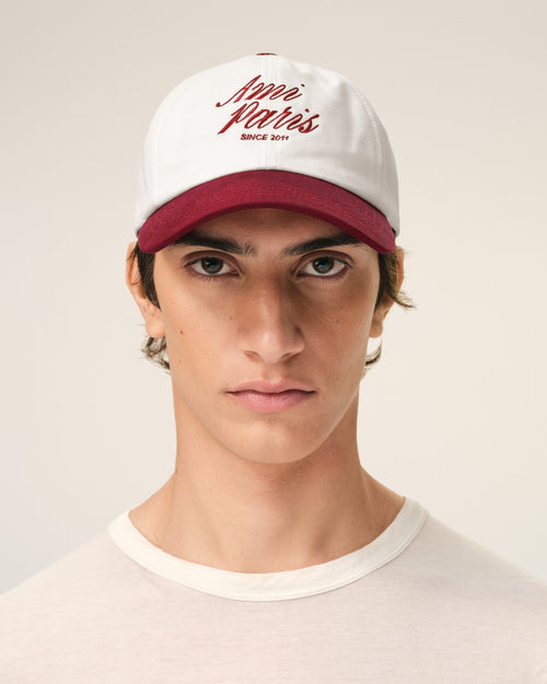 Red And White Bicolor Cotton Ami Paris Cap - 2 - Ami Paris