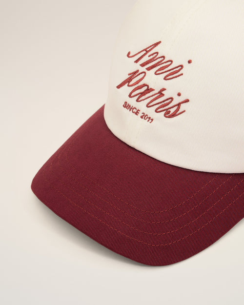 Red And White Bicolor Cotton Ami Paris Cap - Man - 3 - AMI Paris - Ami Paris