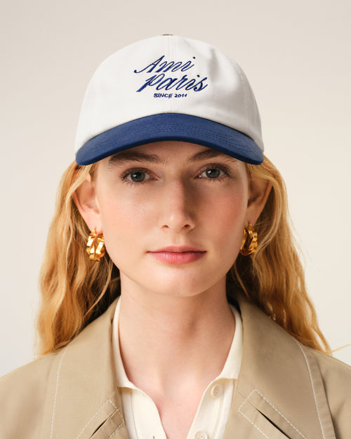                                     Blue And White Bicolor Cotton Ami Paris Cap - 3                                 - Ami Paris