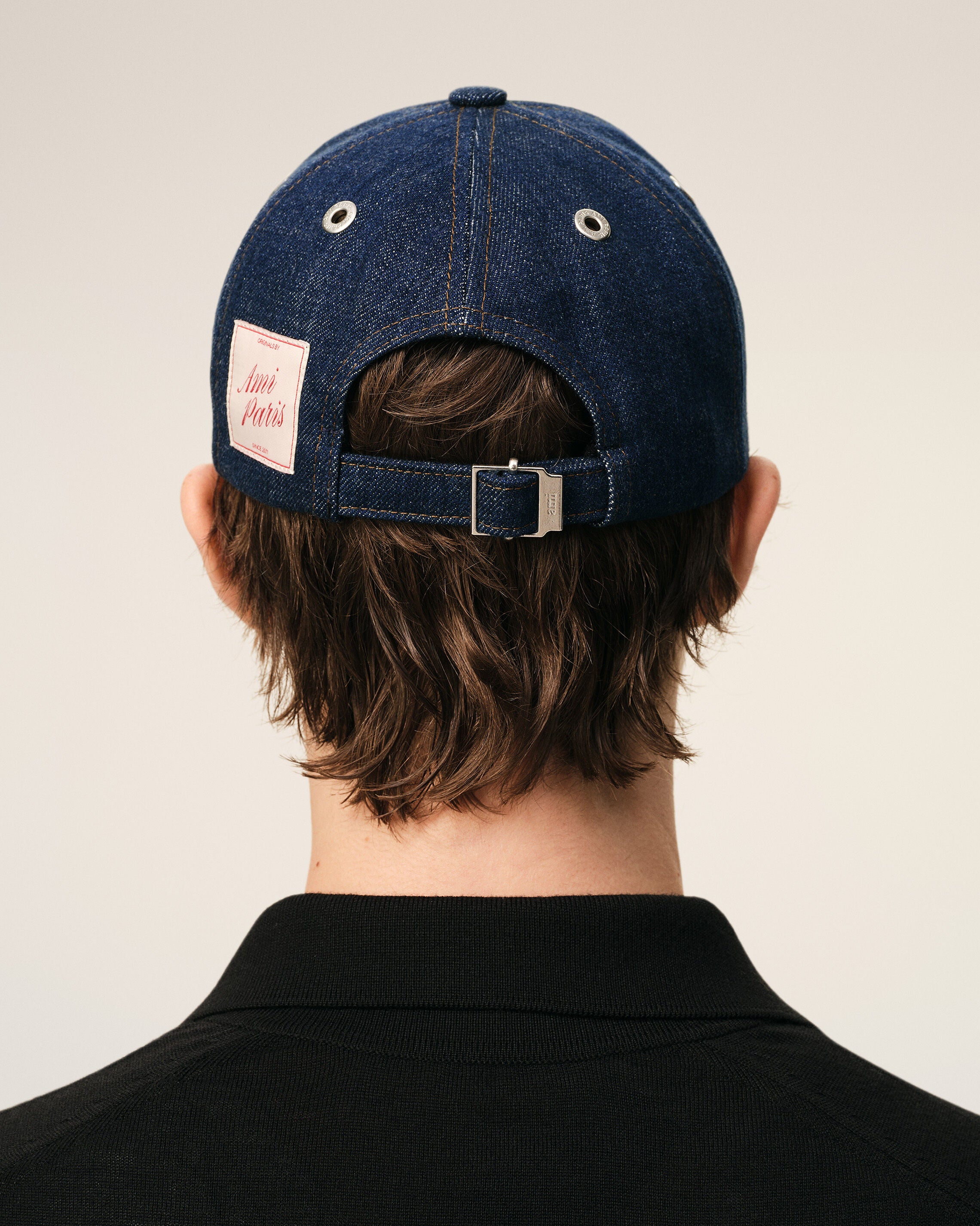 INDIGO Blue Denim Ami Paris Side Patch Cap | Ami Paris