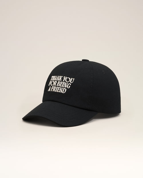                                 Black Cotton Thank You For Being A Friend Embroidery Cap - 3                             - Ami Paris