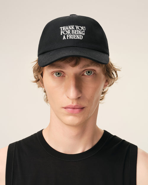 Cappellino da baseball in cotone nero con ricamo “Thank You For Being A Friend” - 2 - Ami Paris