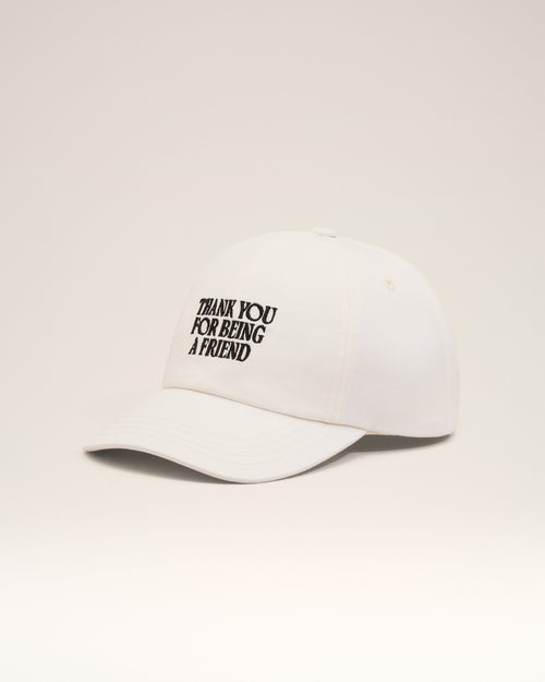                             Cappellino da baseball in cotone bianco con ricamo “Thank You For Being A Friend” - 3                         - Ami Paris