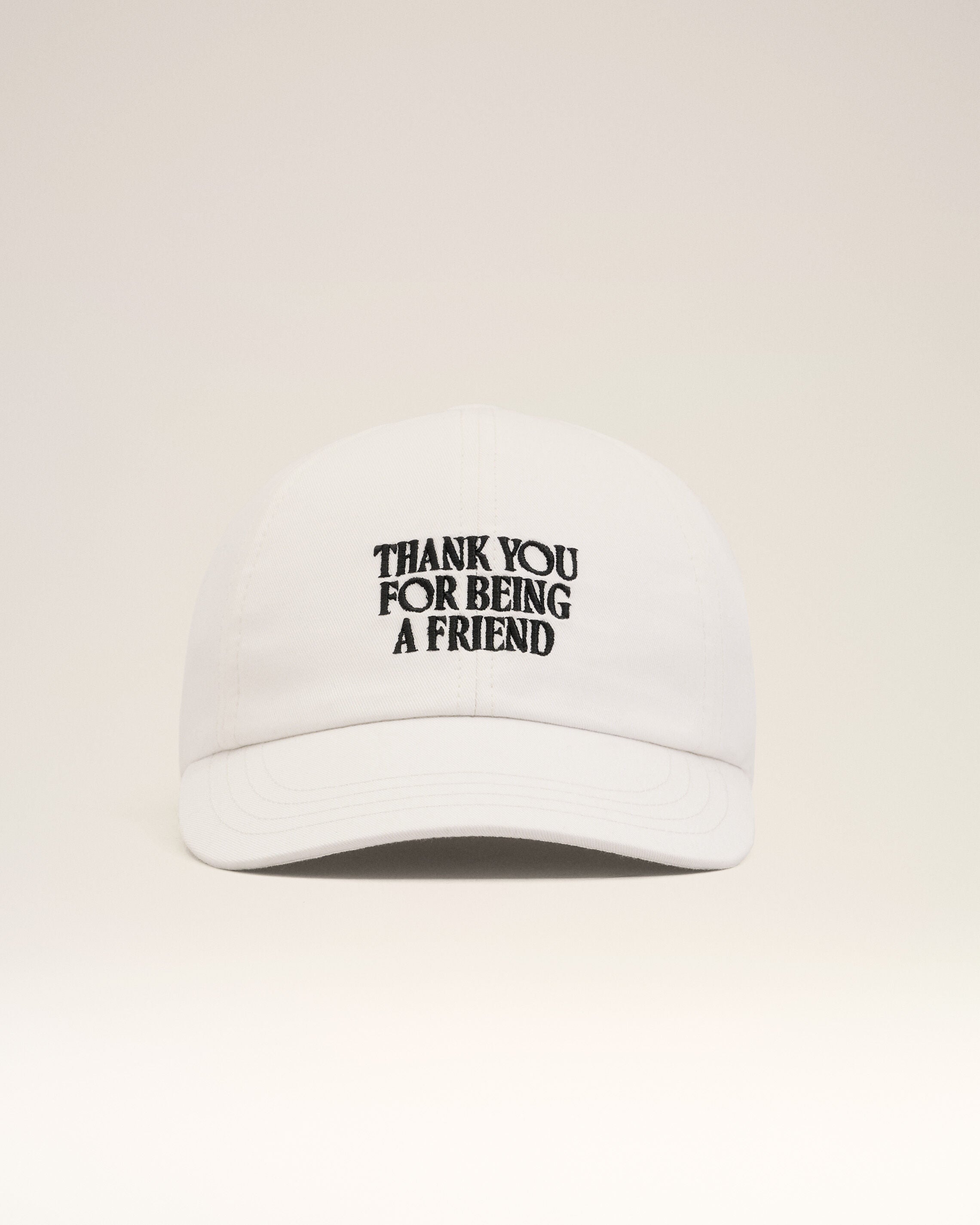 White Cotton Thank You For Being A Friend Embroidery Cap - 10