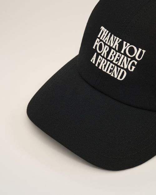 Black Cotton Thank You For Being A Friend Embroidery Cap - Woman - 9 - AMI Paris - Ami Paris