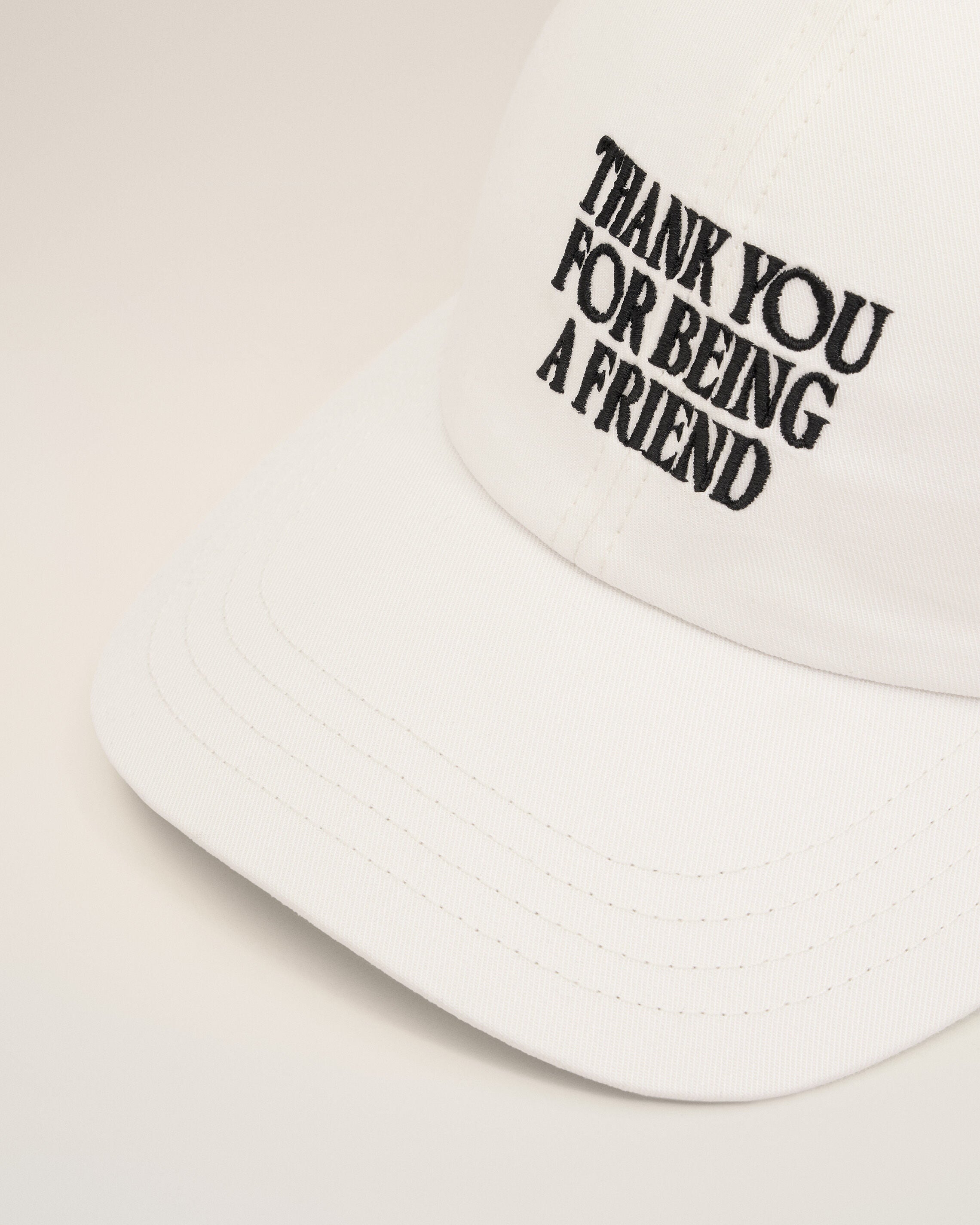 White Cotton Thank You For Being A Friend Embroidery Cap - 9