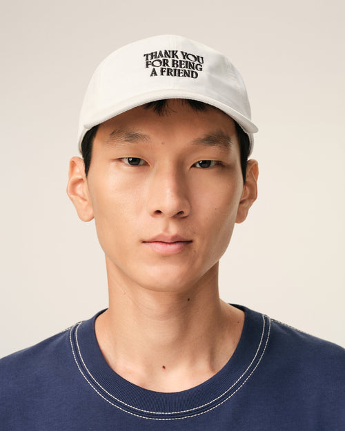 Casquette Blanche Broderie Thank You For Being A Friend en Coton - 2 - Ami Paris