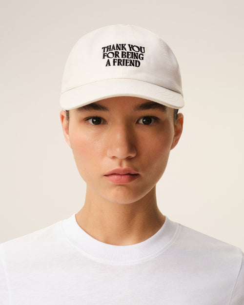                                     Gorra de algodón blanco con bordado Thank You For Being A Friend - 3                                 - Ami Paris