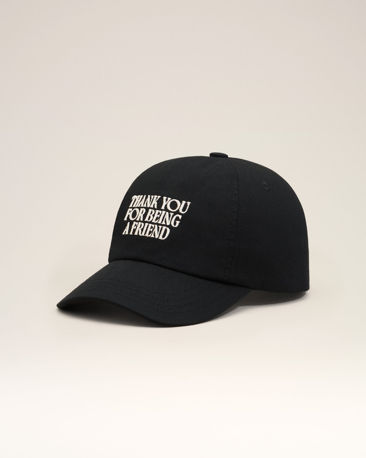 Black Cotton Thank You For Being A Friend Embroidery Cap - 7