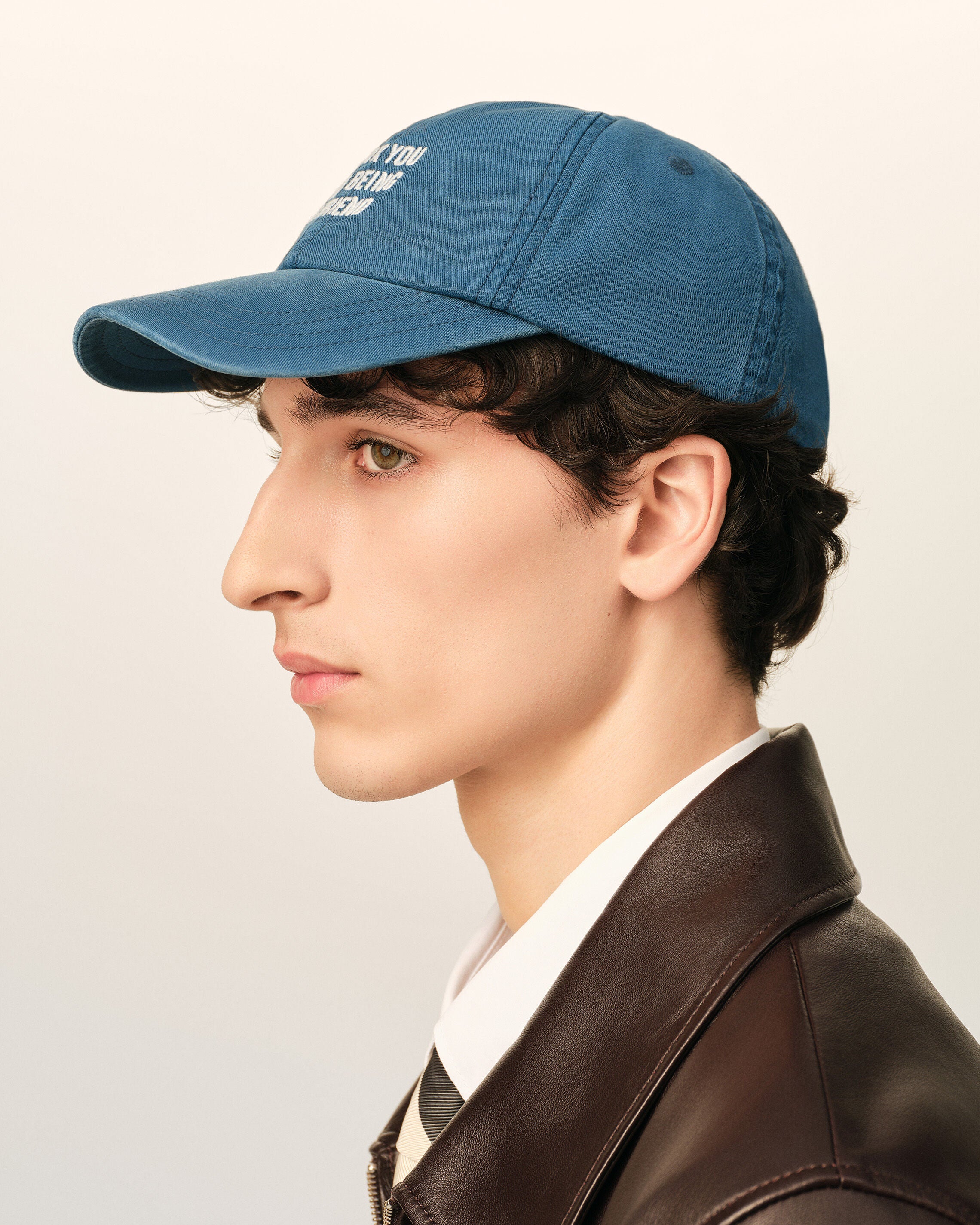 Blue cotton "Thank you for being a friend" cap - 5
