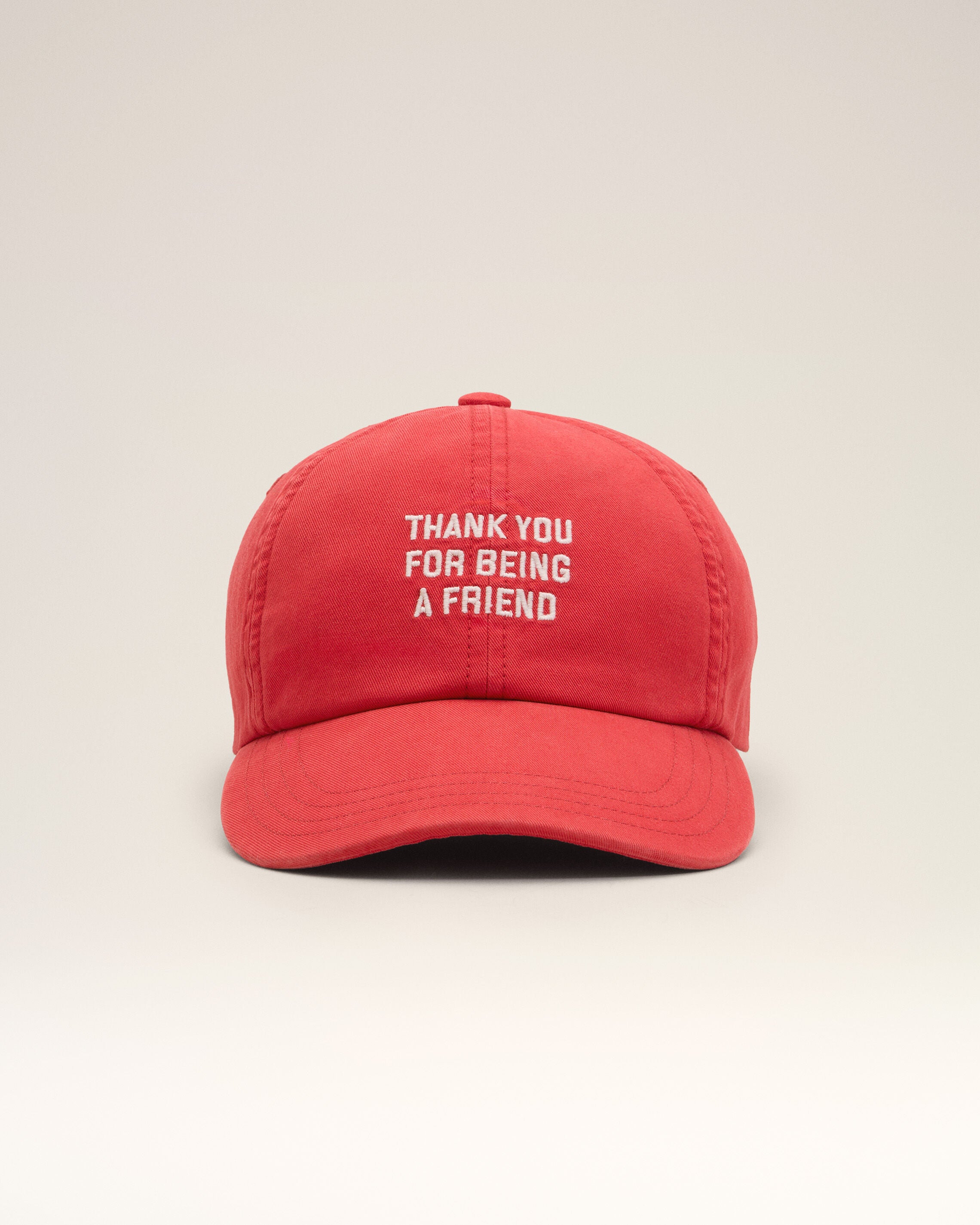 Red cotton "Thank you for being a friend" cap - 10
