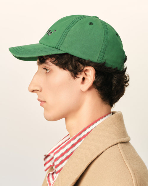 Green cotton cap with Ami Paris emboirery - Man - 5 - AMI Paris - Ami Paris