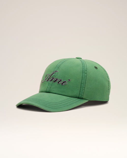 Cappellino in cotone verde con ricamo Ami Paris - VERDE BOTTIGLIA LAVA - Ami Paris
