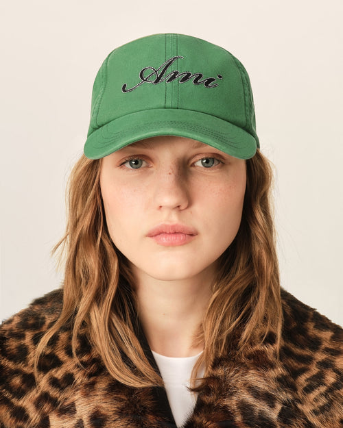                                 Gorra verde de algodón con bordado Ami Paris - 3                             - Ami Paris