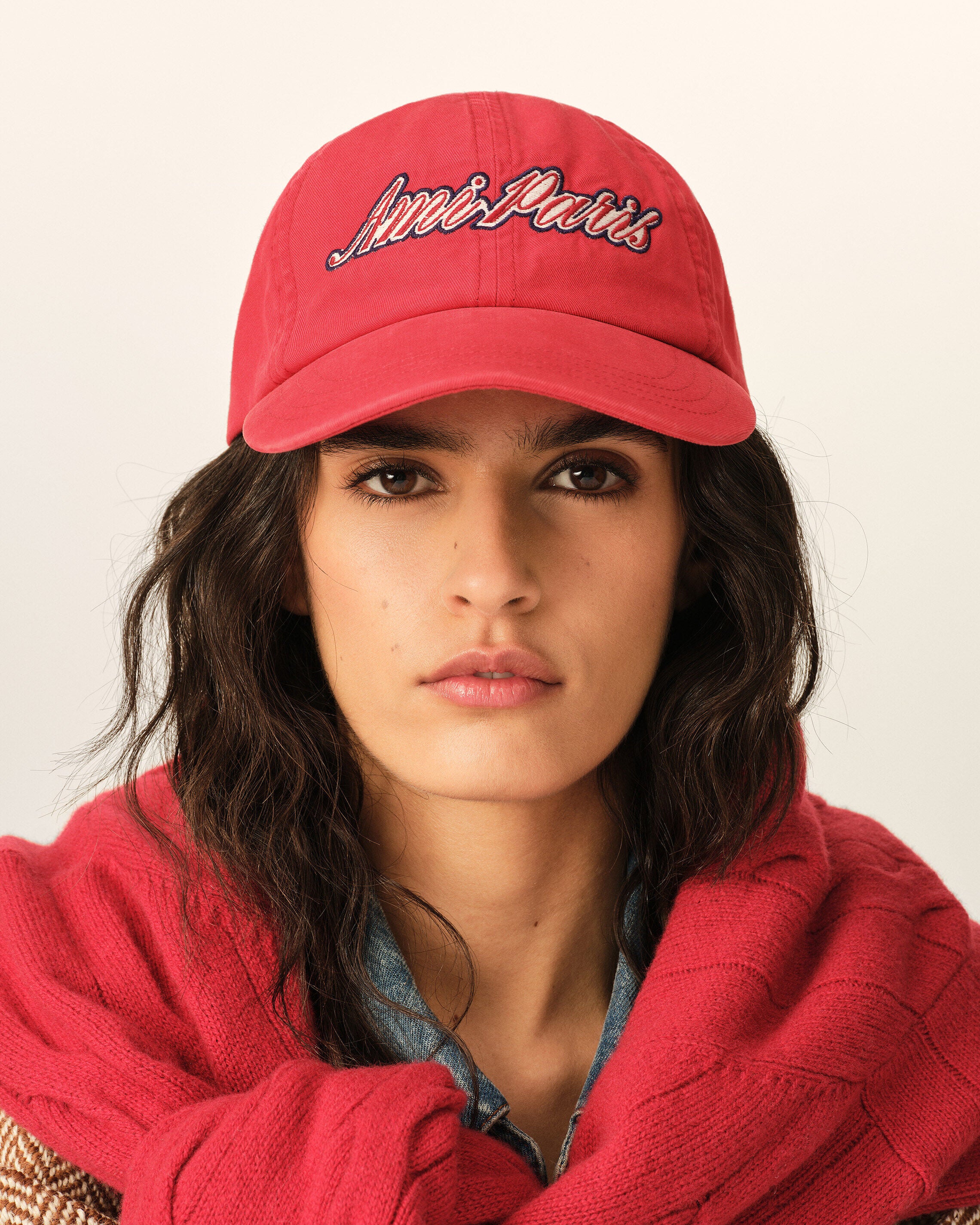 Cappellino in cotone rosso con ricamo Ami Paris - 9