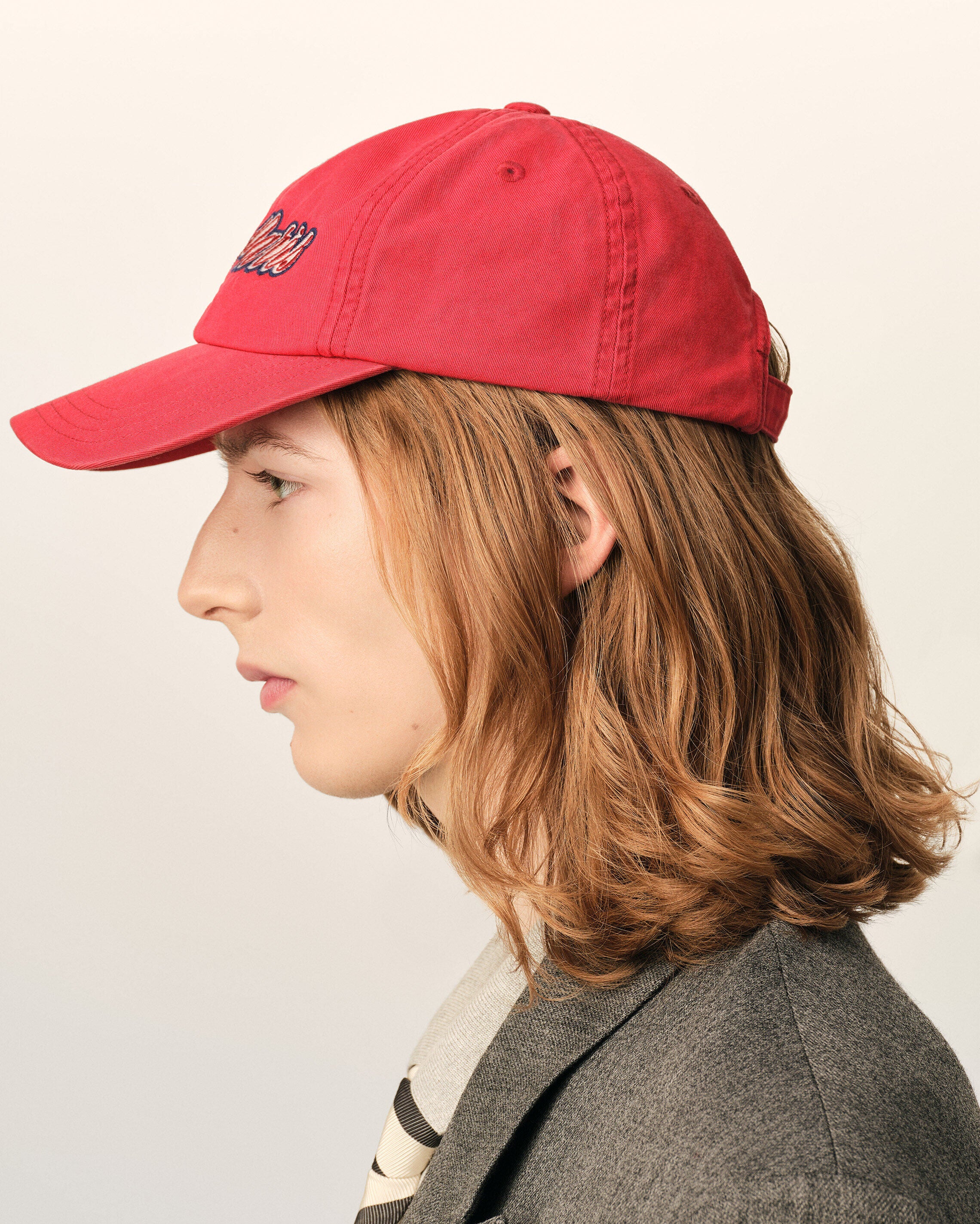 Cappellino in cotone rosso con ricamo Ami Paris - 5