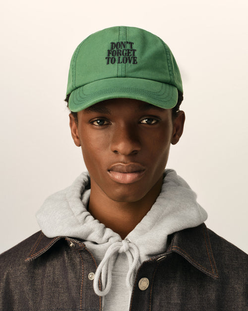 Green cotton "Don't forget to love" cap - 1 - Ami Paris