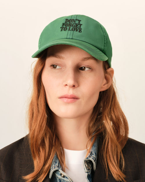                                 Green cotton "Don't forget to love" cap - 3                             - Ami Paris