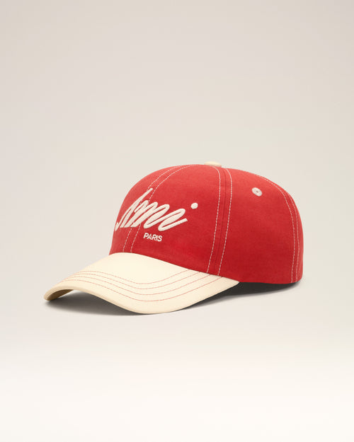 Red and White cotton cap with Ami Paris embroidery - 1 - Ami Paris