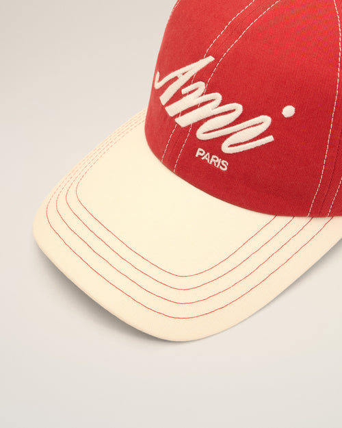 Gorra de algodón roja y blanca con bordado Ami Paris - Mujer - 10 - AMI Paris - Ami Paris