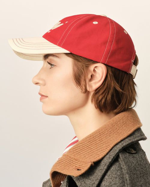 Gorra de algodón roja y blanca con bordado Ami Paris - Mujer - 12 - AMI Paris - Ami Paris
