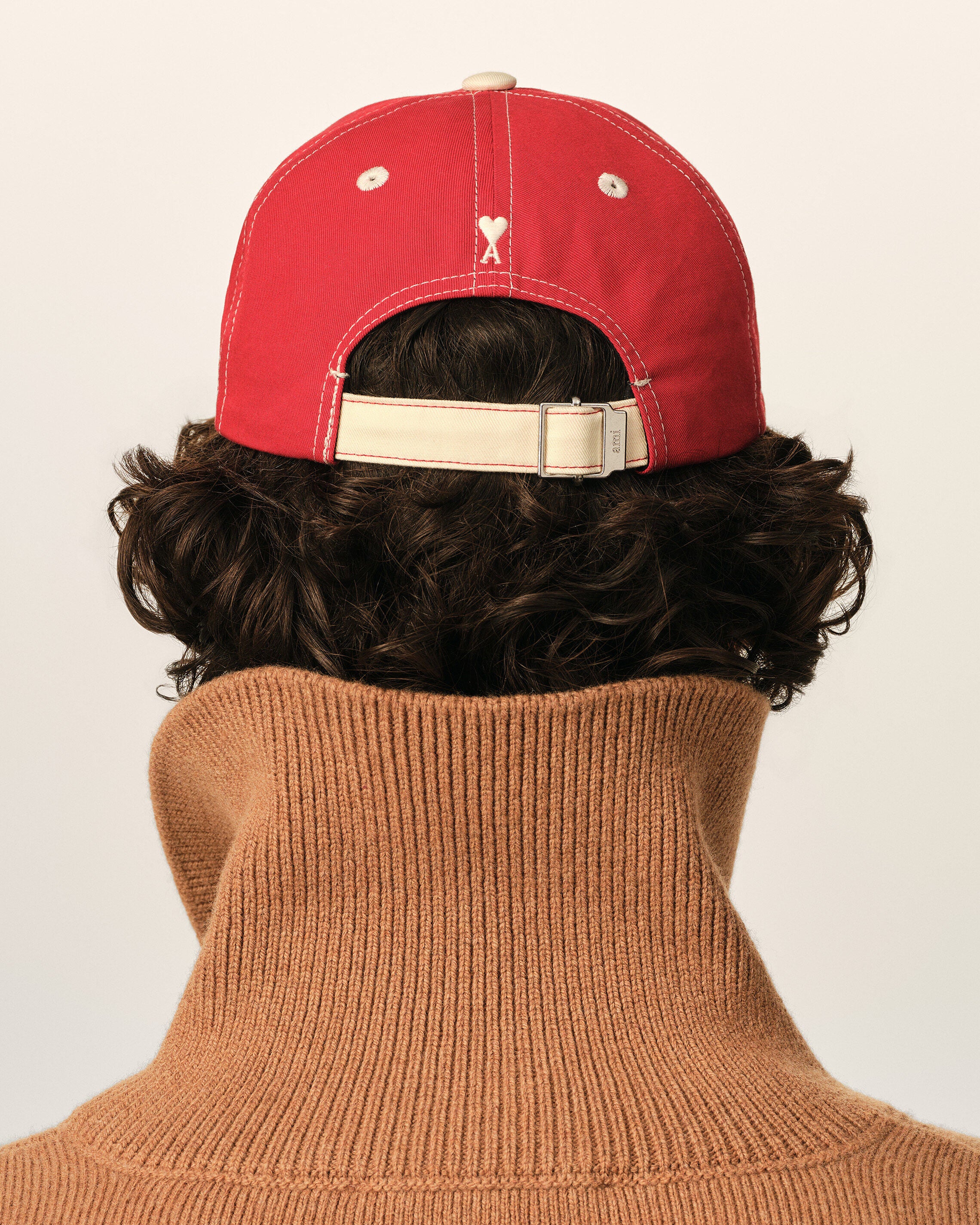 Gorra de algodón roja y blanca con bordado Ami Paris - 6