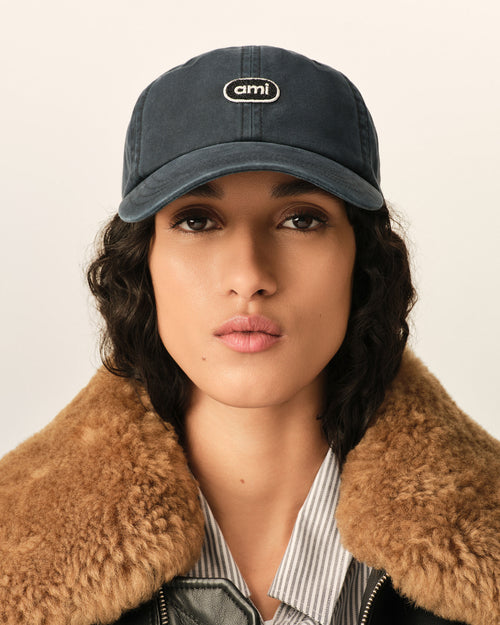 Black cotton cap with Ami patch - Woman - 8 - AMI Paris - Ami Paris