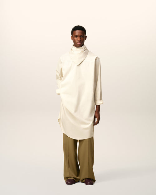 Abito midi con bandana in cotone bianco - 1 - Ami Paris