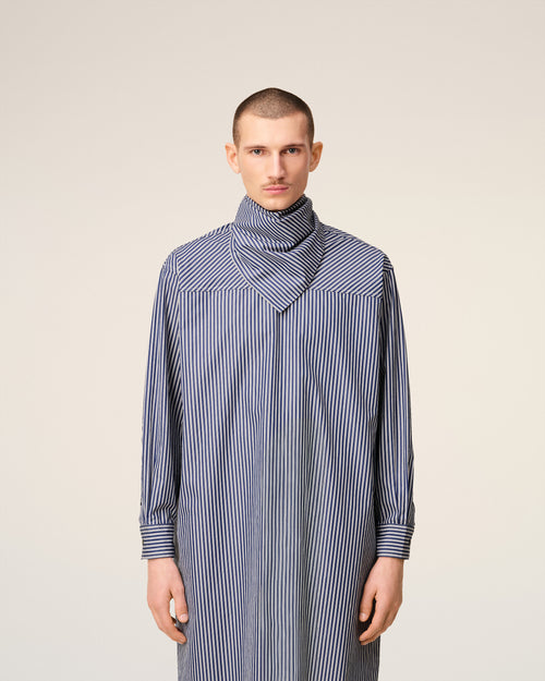 Blue Cotton Bandana Midi Dress - 3 - Ami Paris