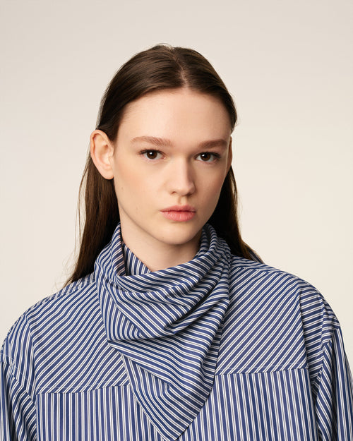 Blue Cotton Bandana Midi Dress - 11 - Ami Paris