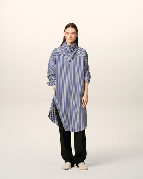 Blue Cotton Bandana Midi Dress - 9 - Ami Paris