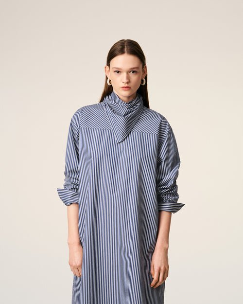 Blue Cotton Bandana Midi Dress - 10 - Ami Paris