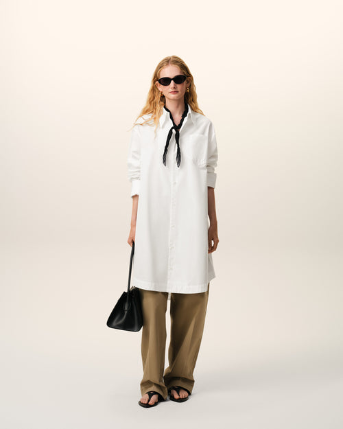                                     White Cotton Ami De Coeur Wide Shirt Dress - 3                                 - Ami Paris