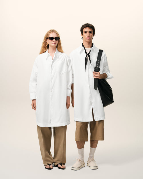 White Cotton Ami De Coeur Wide Shirt Dress - unisex - 14 - AMI Paris - Ami Paris