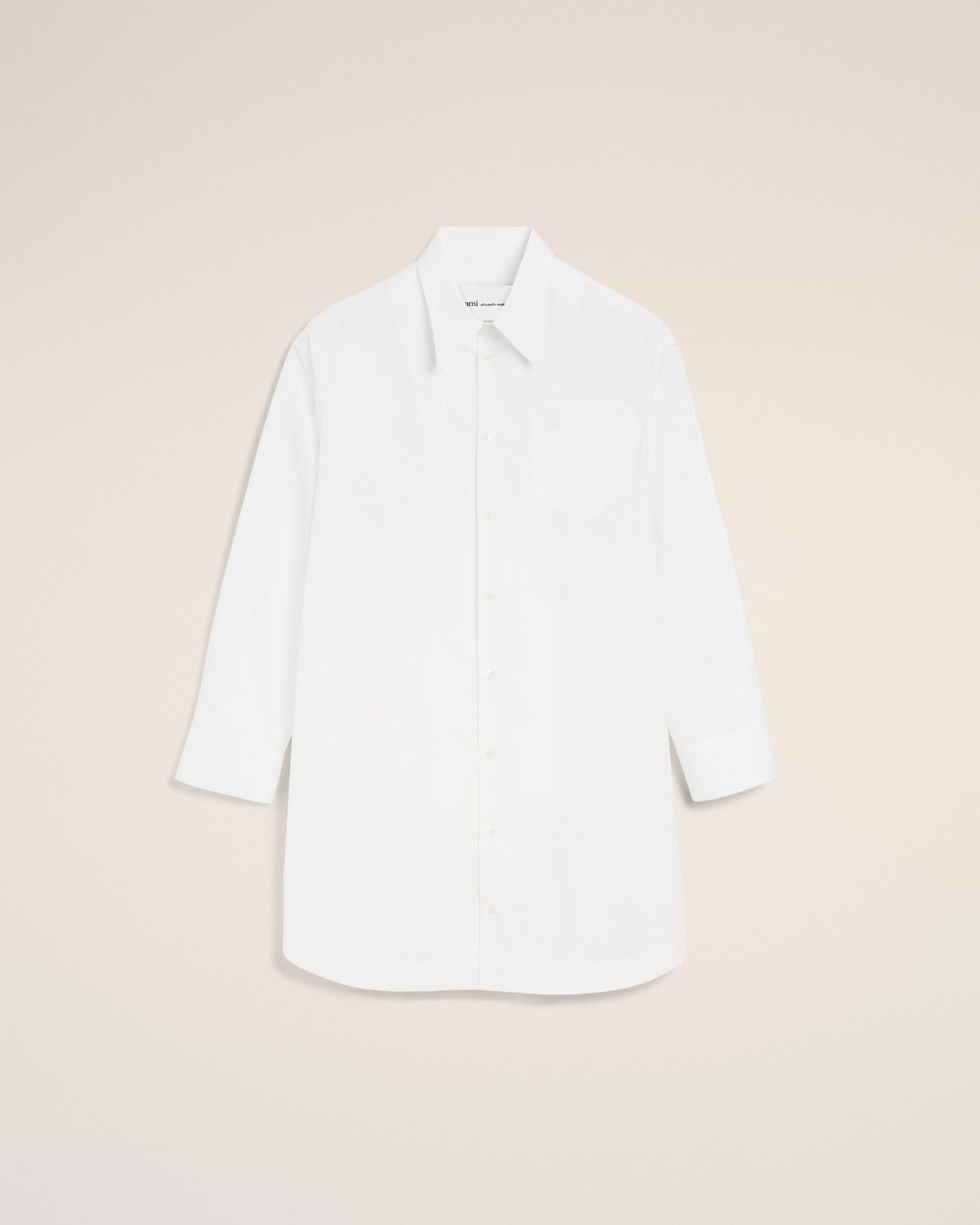 White Cotton Ami De Coeur Wide Shirt Dress - 1