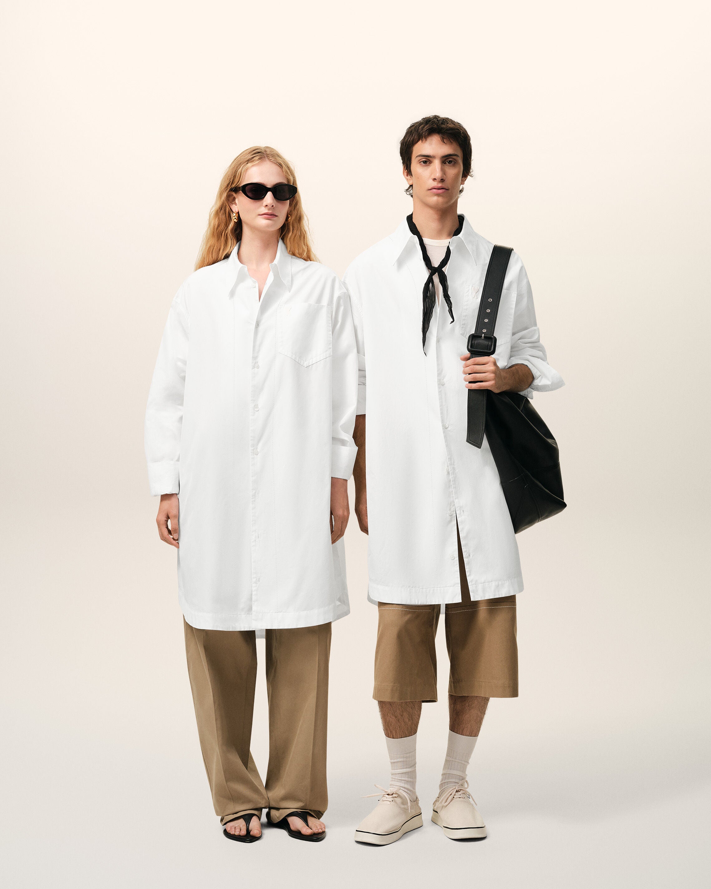 White Cotton Ami De Coeur Wide Shirt Dress - 14