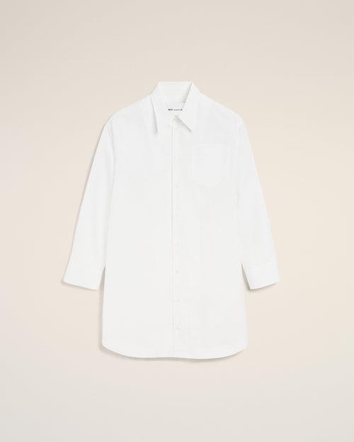 White Cotton Ami De Coeur Wide Shirt Dress - 1 - Ami Paris