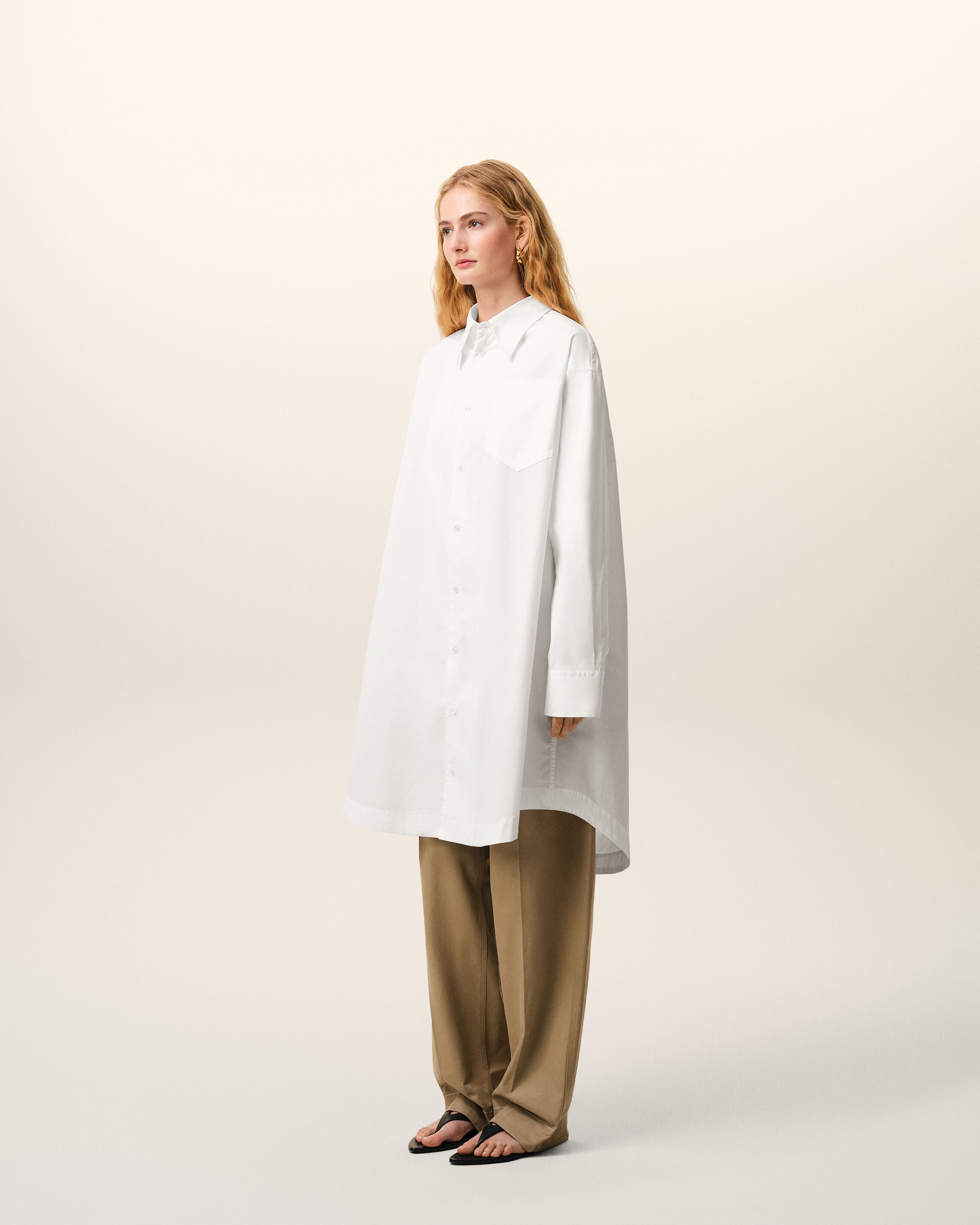 White Cotton Ami De Coeur Wide Shirt Dress - 12