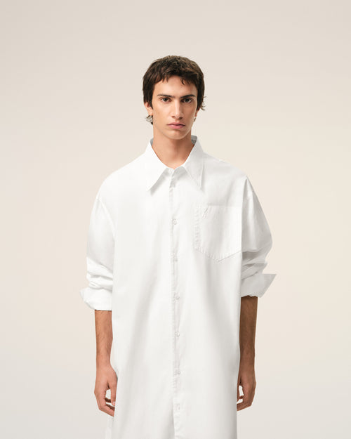 White Cotton Ami De Coeur Wide Shirt Dress - 3 - Ami Paris