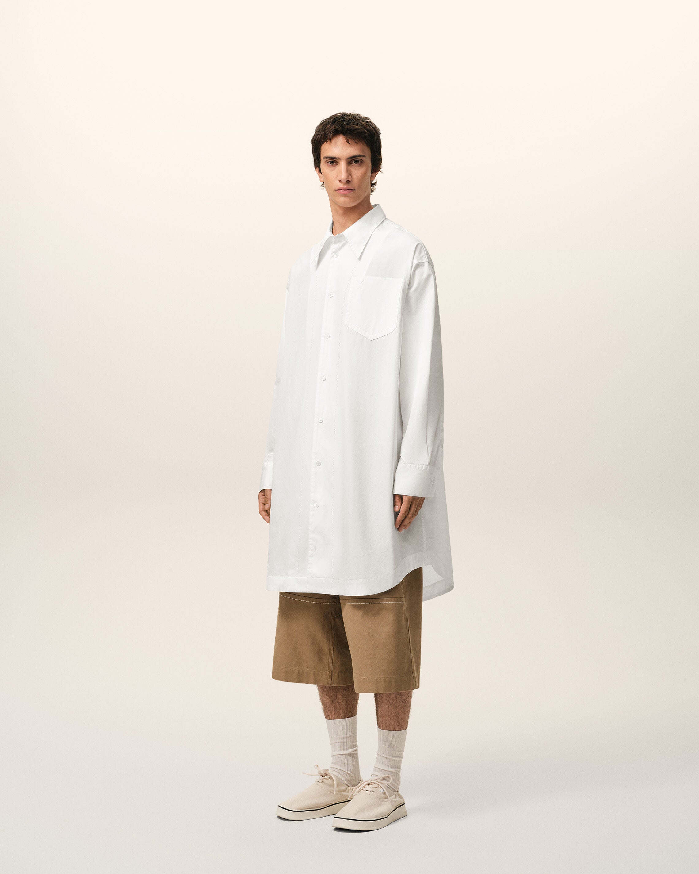 White Cotton Ami De Coeur Wide Shirt Dress - 6