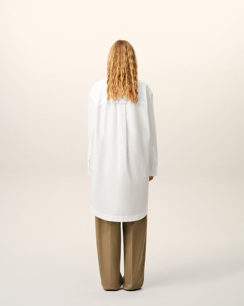White Cotton Ami De Coeur Wide Shirt Dress - 11 - Ami Paris