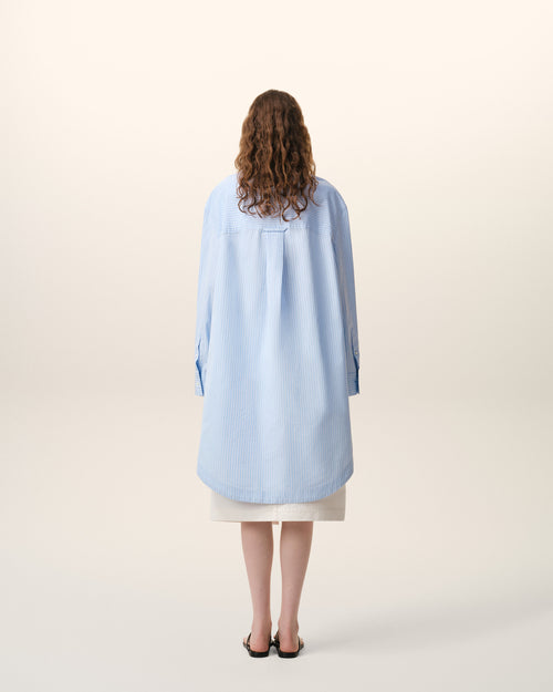 Blue Cotton Ami De Coeur Wide Shirt Dress - Woman - 12 - AMI Paris - Ami Paris