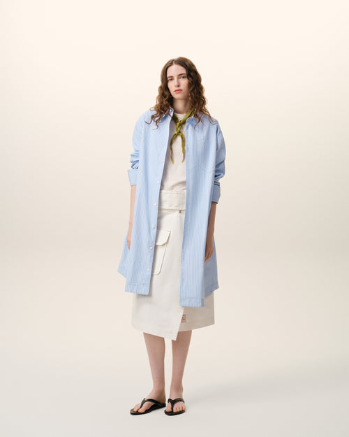                                     Blue Cotton Ami De Coeur Wide Shirt Dress - 3                                 - Ami Paris