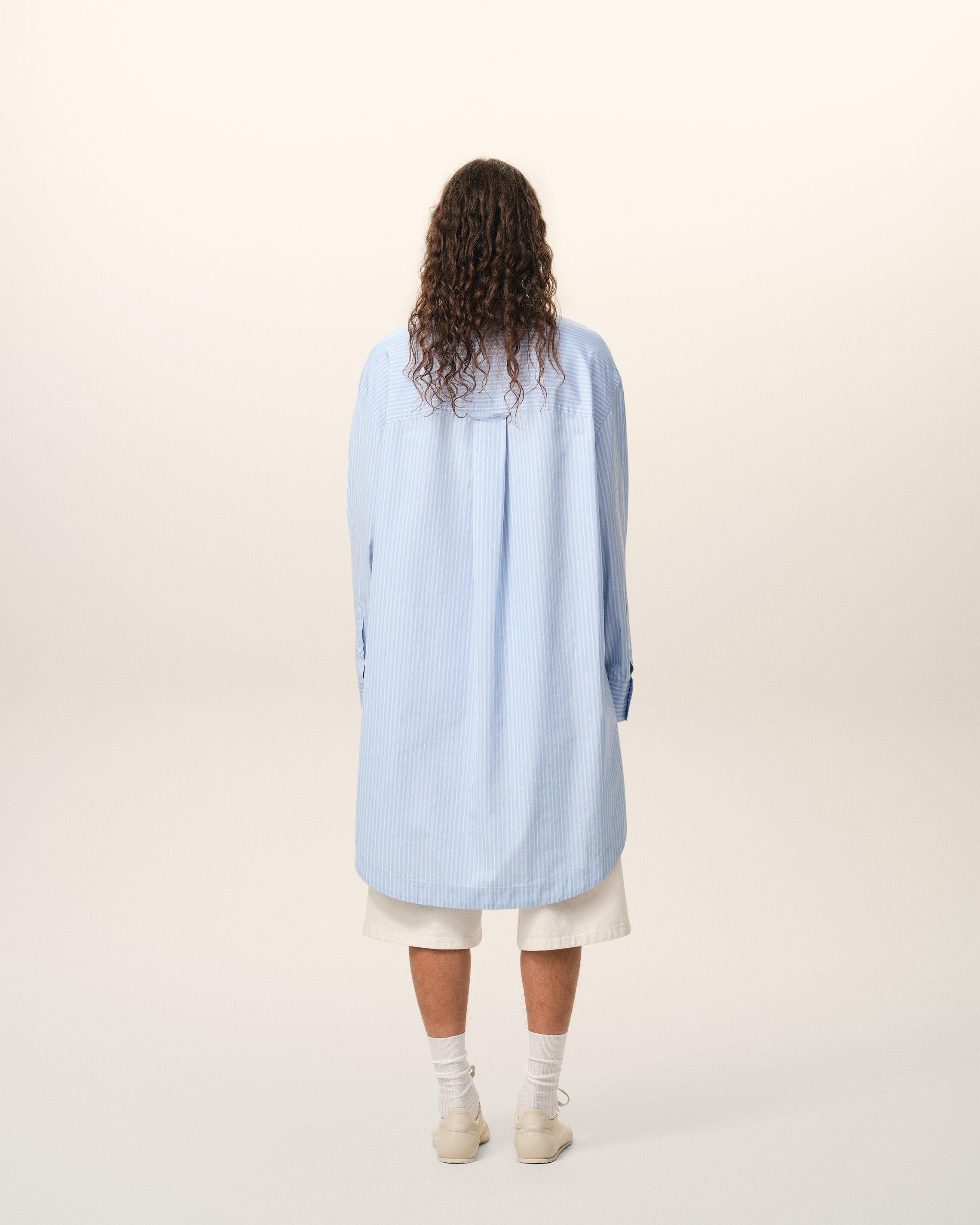 Blue Cotton Ami De Coeur Wide Shirt Dress - 5