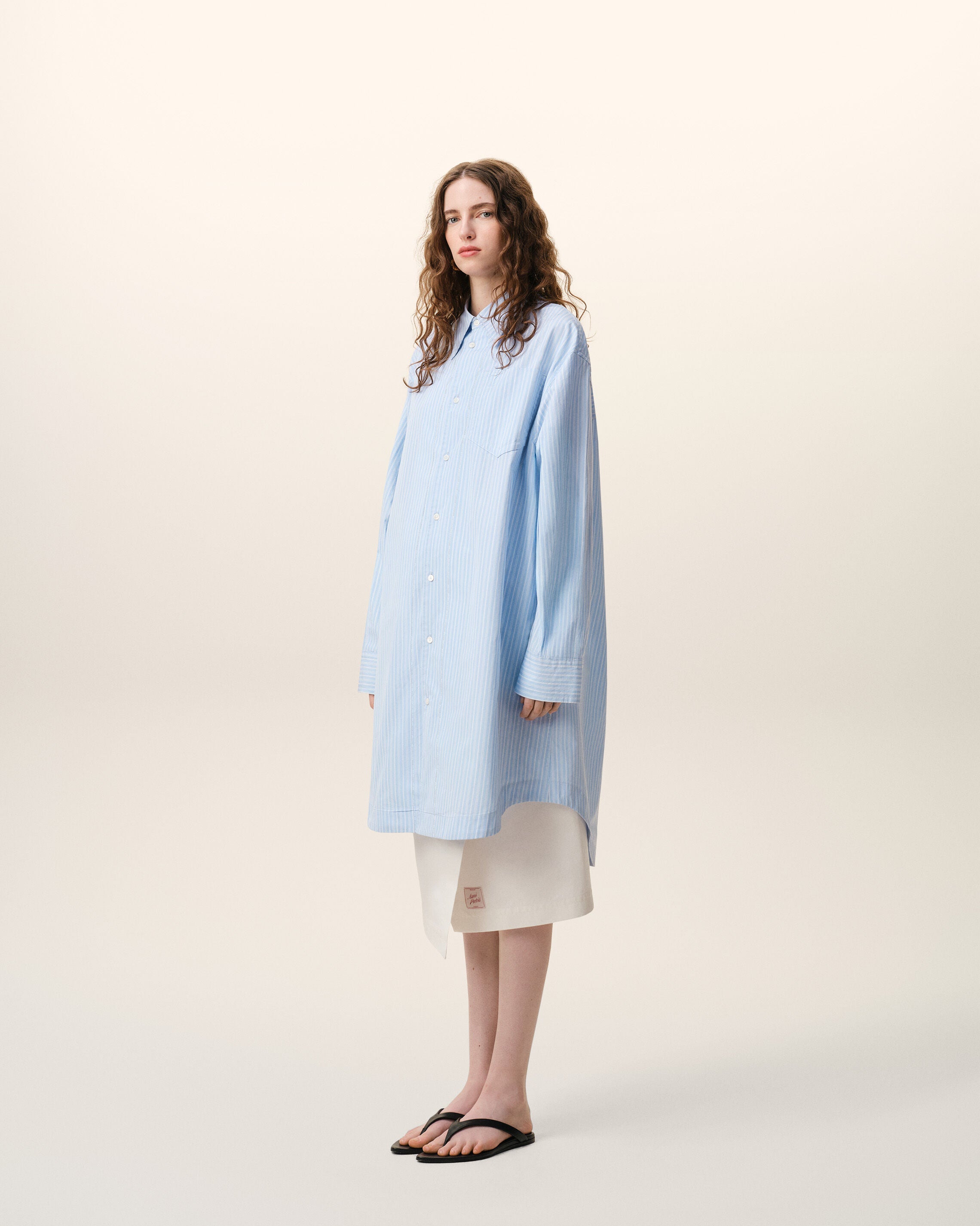 Blue Cotton Ami De Coeur Wide Shirt Dress - 13
