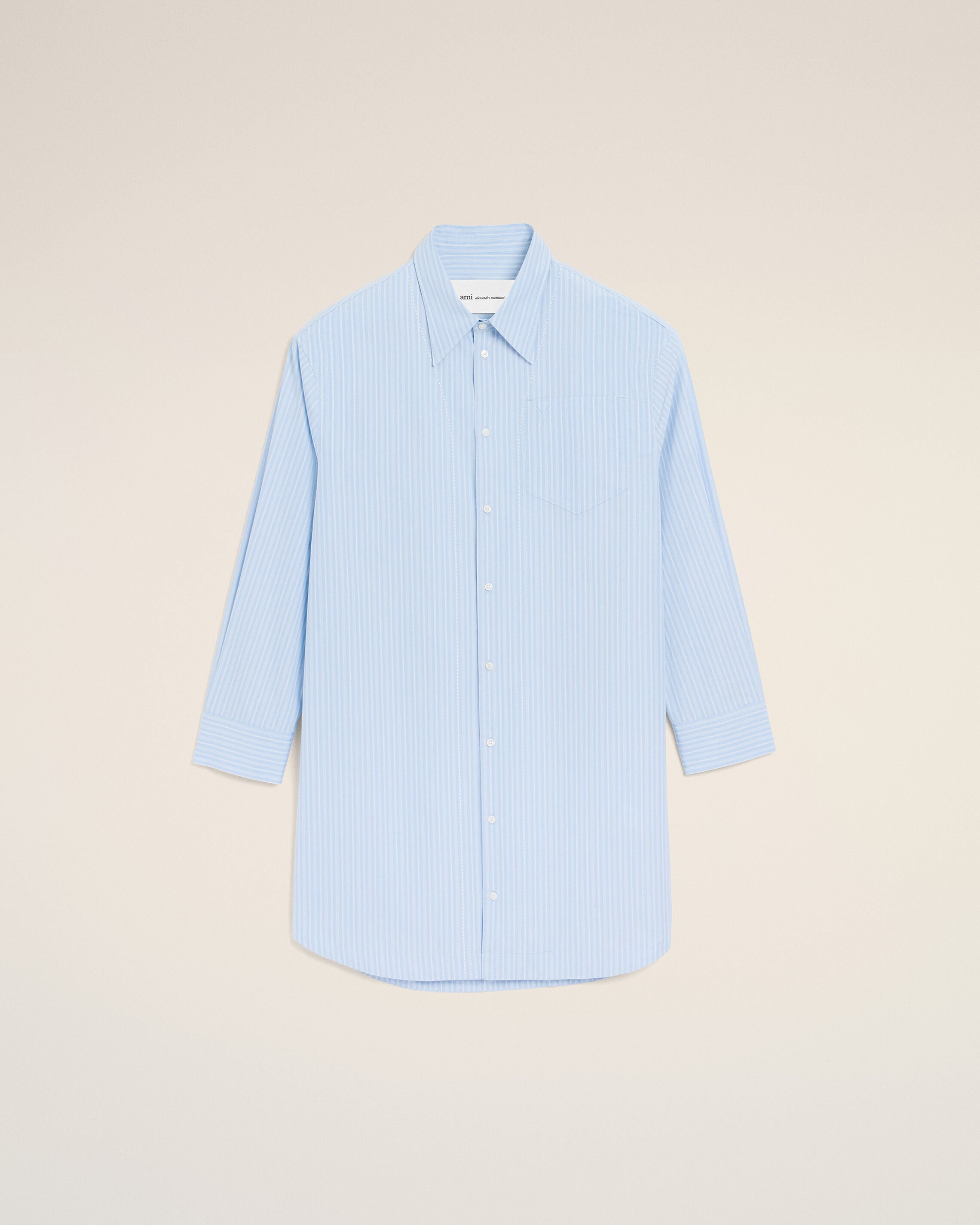 Blue Cotton Ami De Coeur Wide Shirt Dress - 1