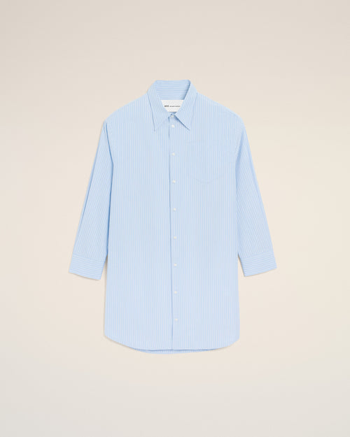 Blue Cotton Ami De Coeur Wide Shirt Dress - 2 - Ami Paris