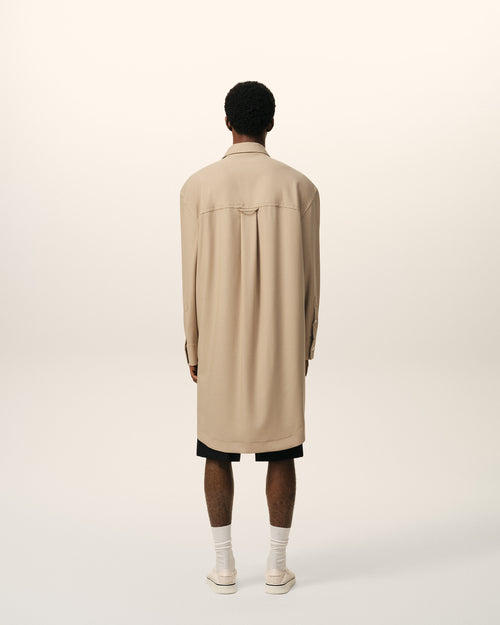 Beiges Ami De Coeur Hemdkleid aus Schurwolle - 5 - Ami Paris