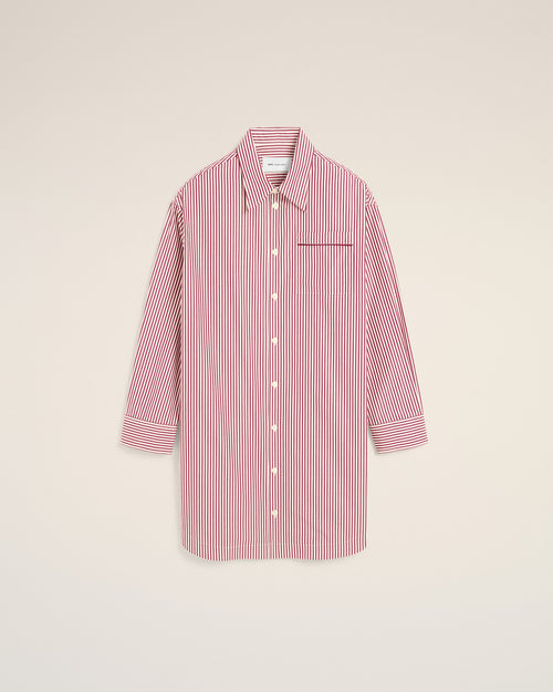 White striped cotton shirt dress with Ami de Coeur arrow - 2 - Ami Paris