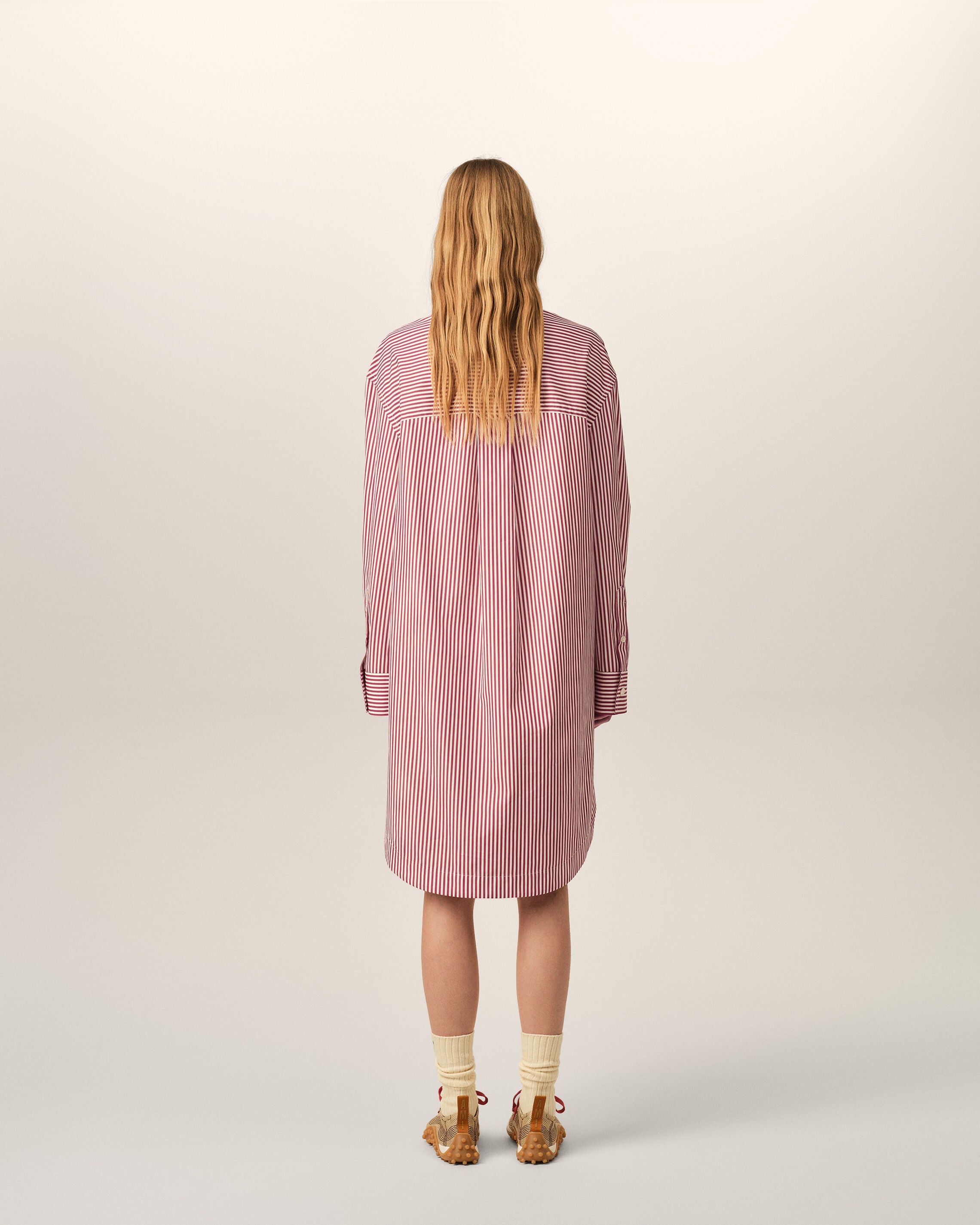 Robe chemise blanche rayée en coton Ami de Coeur flèche - 11